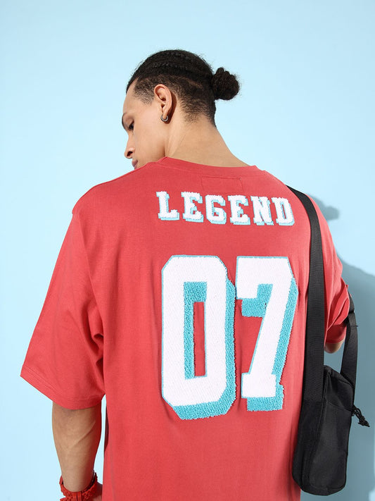 Dillinger Red Typographic Oversized T-Shirt