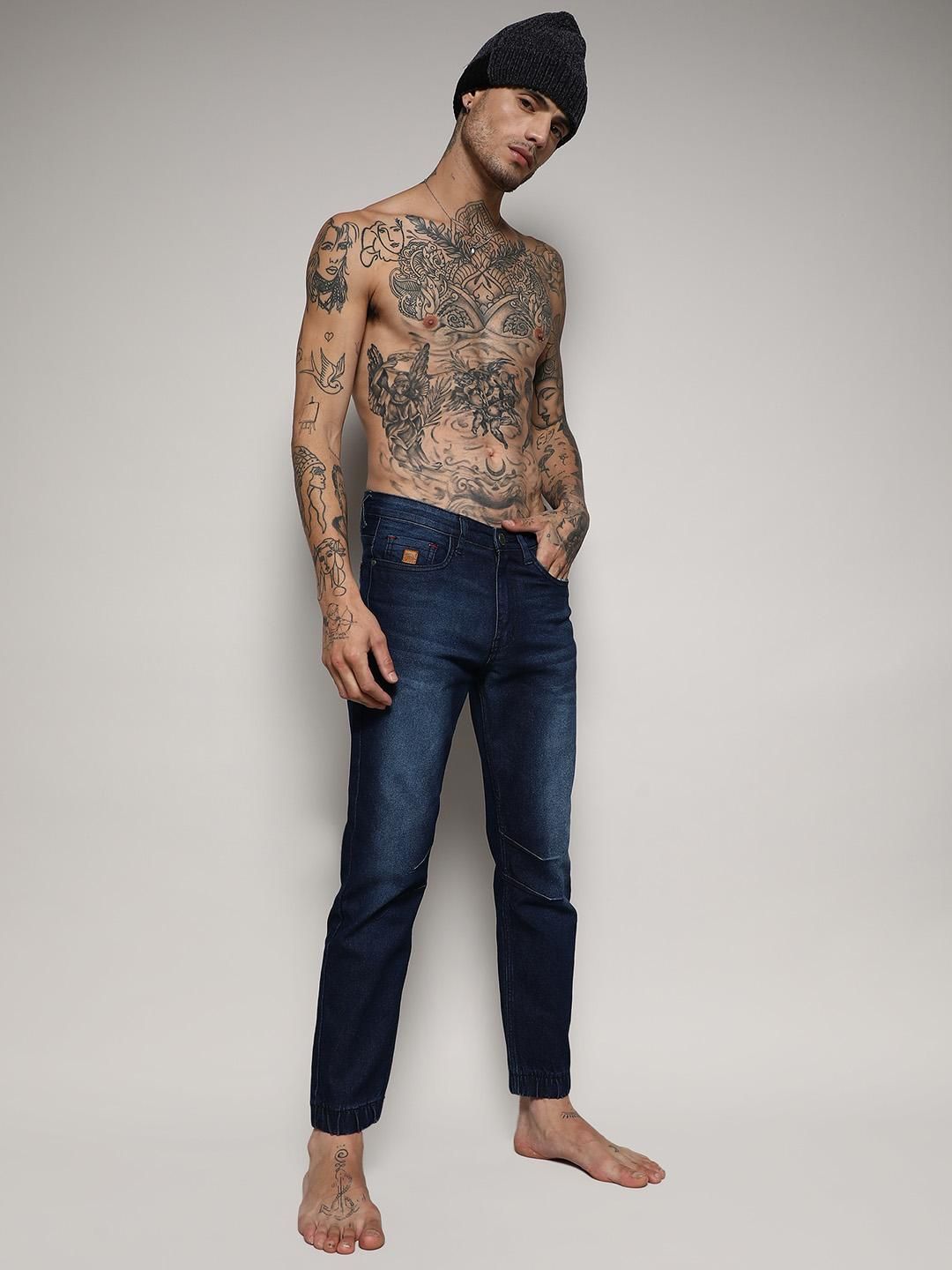 Campus Sutra Men's Cinched Hem Denim Jeans