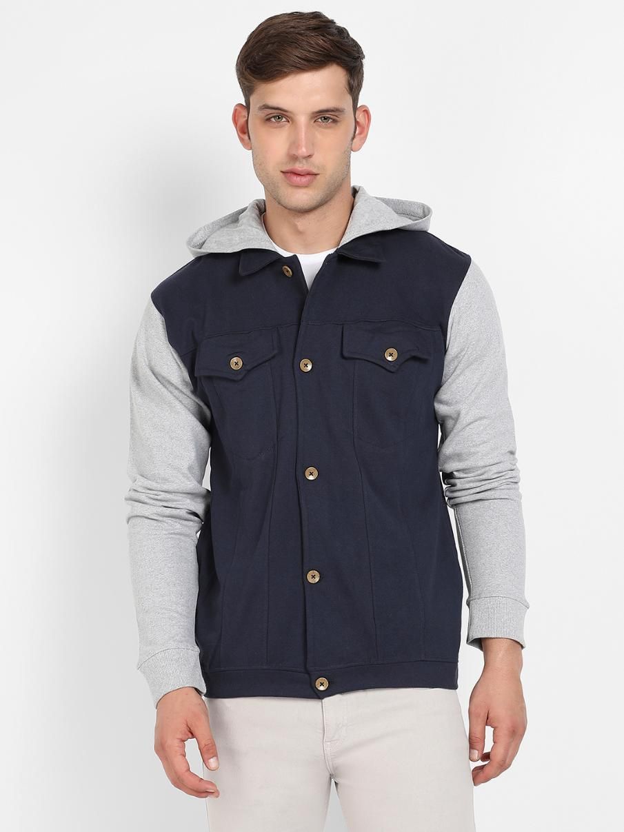 Campus Sutra Men's Button-Front Jacket With Contrast Detail