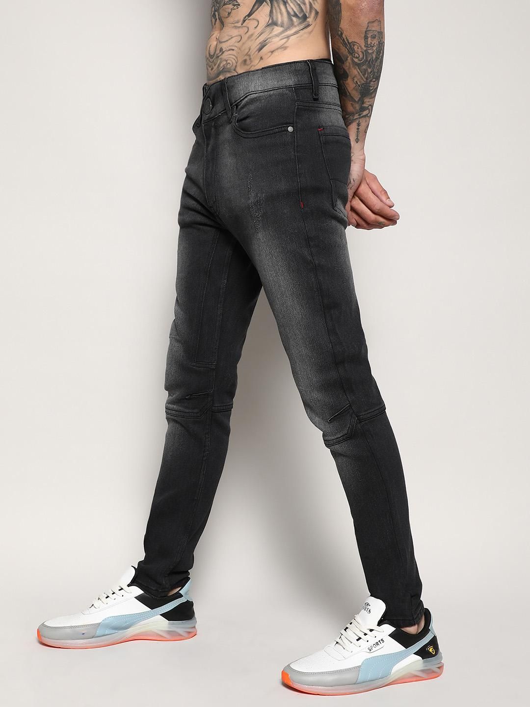 Campus Sutra Men's Self-Design Patched Stitched Denim Jeans