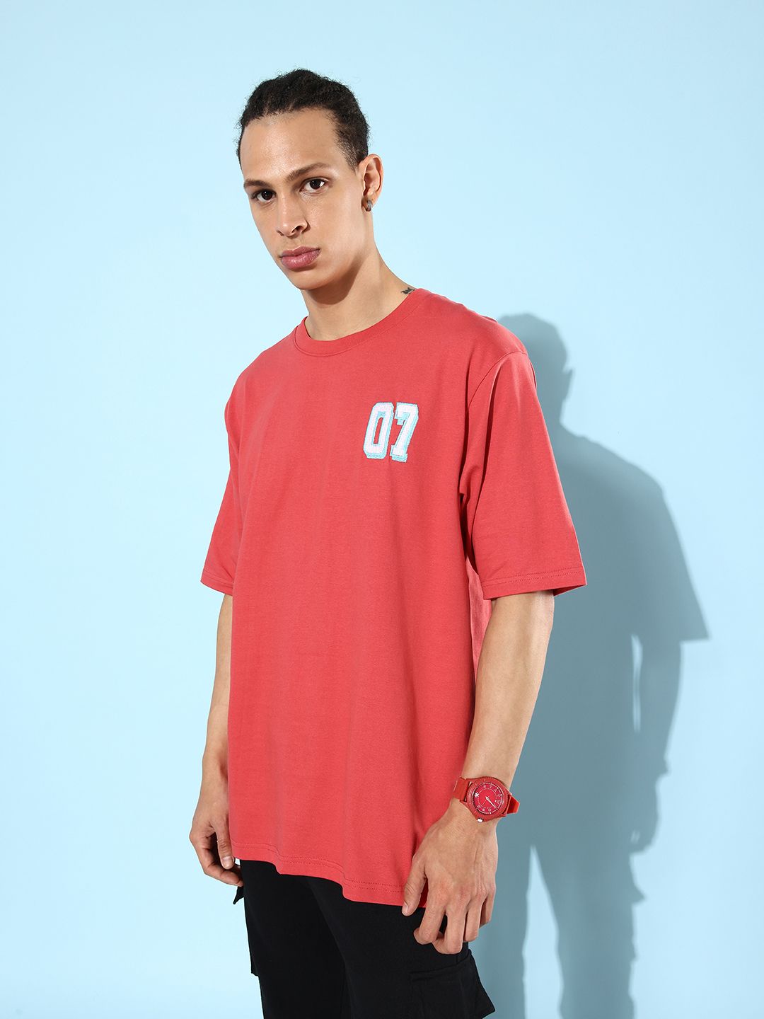 Dillinger Red Typographic Oversized T-Shirt