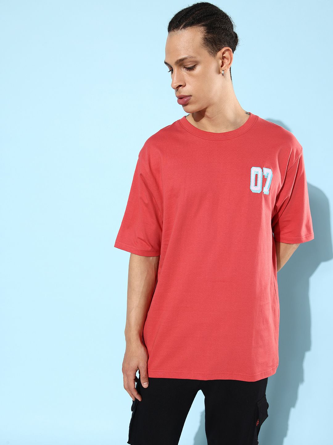 Dillinger Red Typographic Oversized T-Shirt