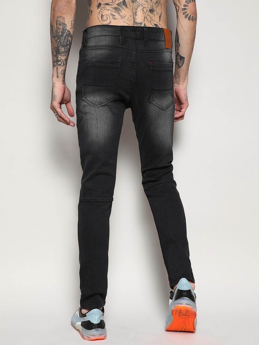 Campus Sutra Men's Self-Design Patched Stitched Denim Jeans