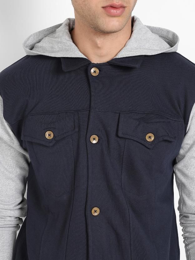 Campus Sutra Men's Button-Front Jacket With Contrast Detail